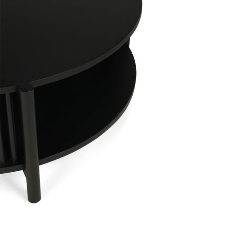 Sage Round Acacia Wood Coffee Table – Black – 1.0m