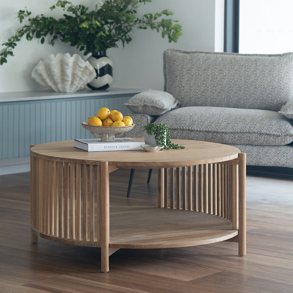 Sage Teak Round Coffee Table – 1m