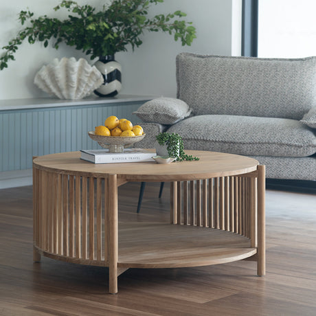 Sage Teak Round Coffee Table – 1m