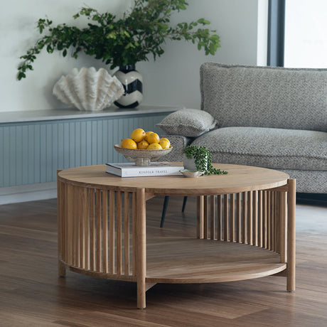 Sage Teak Round Coffee Table – 1m