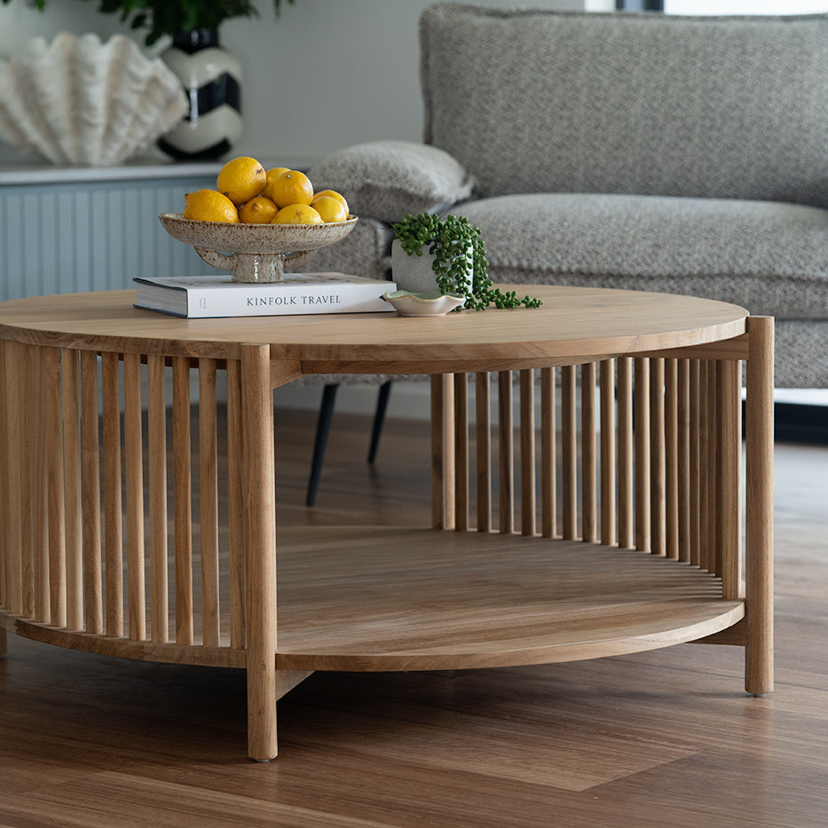 Sage Teak Round Coffee Table – 1m