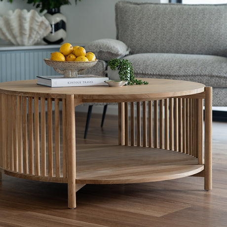 Sage Teak Round Coffee Table – 1m