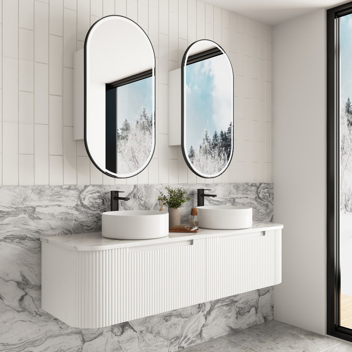 SAVIO Wall Hung Curve Vanity Matte White (All Sizes)