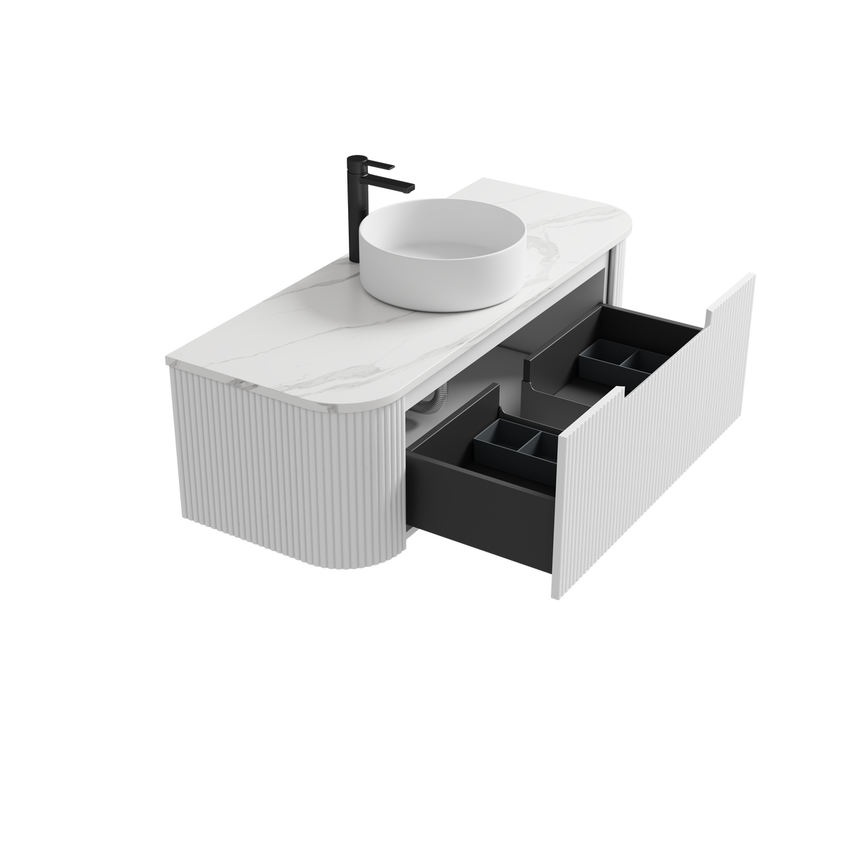 SAVIO Wall Hung Curve Vanity Matte White (All Sizes)