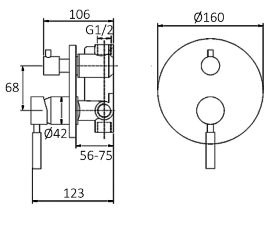 PAVIA Shower/Wall Mixer with Diverter Chrome