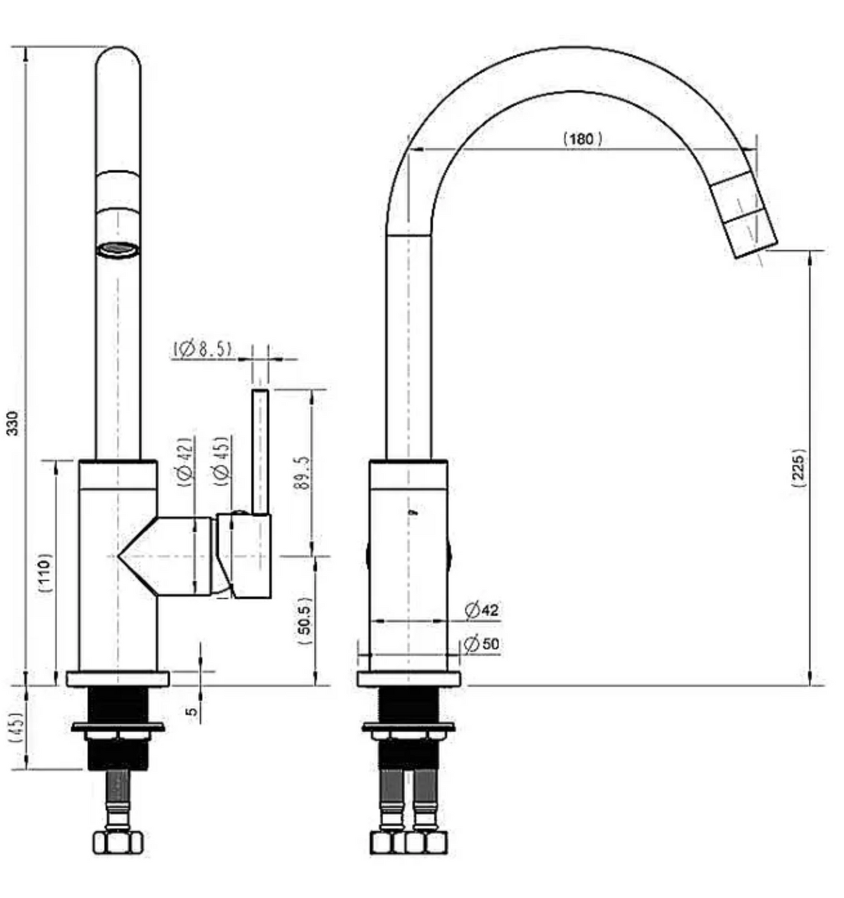 Pavia Gooseneck Kitchen Mixer
