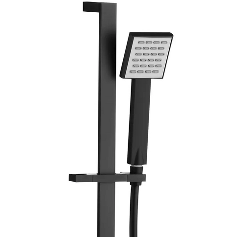 TARAN Shower Rail with Square Handheld Shower Piece - Black