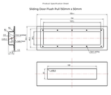 Matt Black Sliding Door Flush Pull 150mm x 50mm