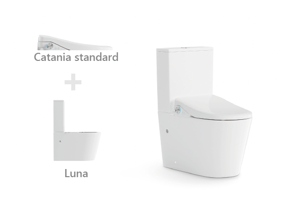 CATANIA Standard LUNA Rimless Back to Wall Smart Toilet Suite