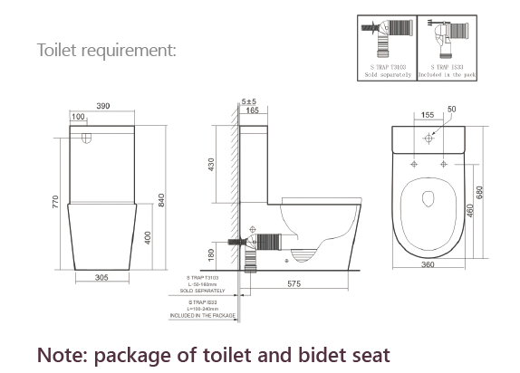 CATANIA Standard LUNA Rimless Back to Wall Smart Toilet Suite