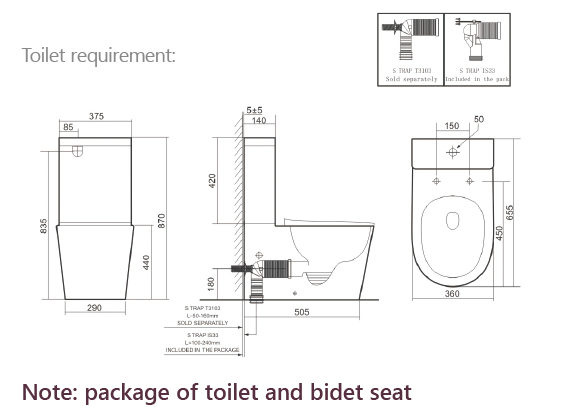 THEA Standard VEGA Rimless Back to Wall Smart Toilet Suite