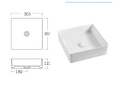Aulic MACLEOD White Ceramic Basin (Square: 360x360x120)
