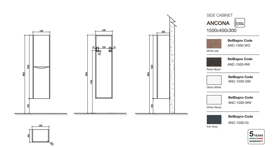 ANCONA Tall Boy White Oak - Clearance
