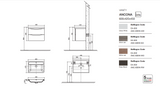 ANCONA Wall Hung Vanity White Oak 600mm - Clearance
