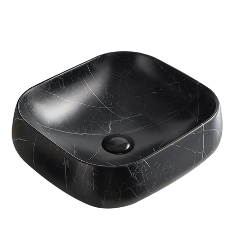 POSEIDON Matte Black Ceramic Marble Basin (Rectangle: 450x400x145)