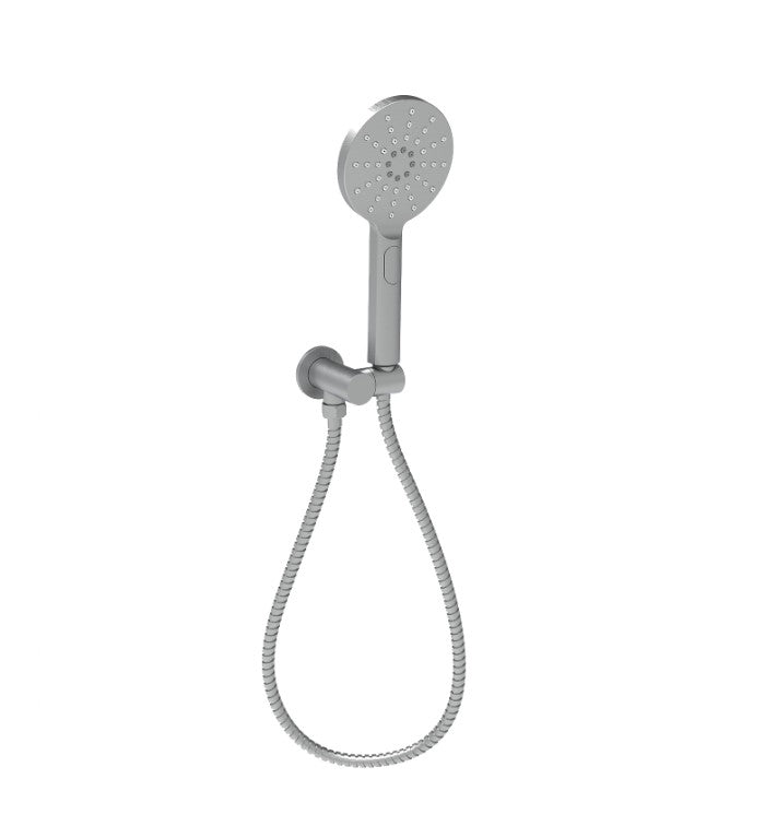 Cora Round Hand Shower On Wall Outlet Bracket - Brushed Gun Metal