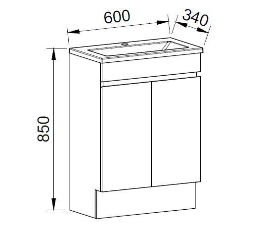 Timberline ENSUITE Single Bowl Floor Standing Vanity (All Sizes)