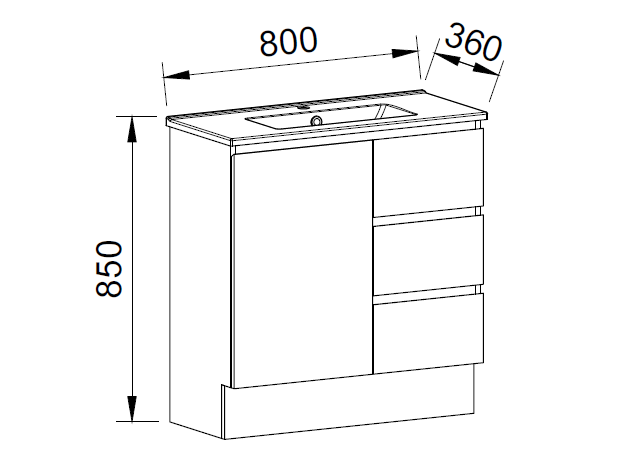 Timberline FLORIDA ENSUITE Single Bowl Floor Standing Vanity (All Sizes)