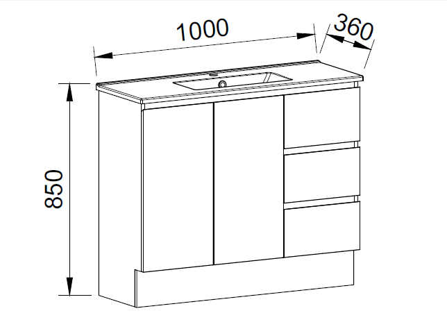Timberline FLORIDA ENSUITE Single Bowl Floor Standing Vanity (All Sizes)