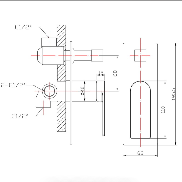 Ruki Wall Mixer with Diverter