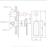 Ruki Wall Mixer with Diverter