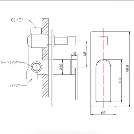 Ruki Wall Mixer with Diverter