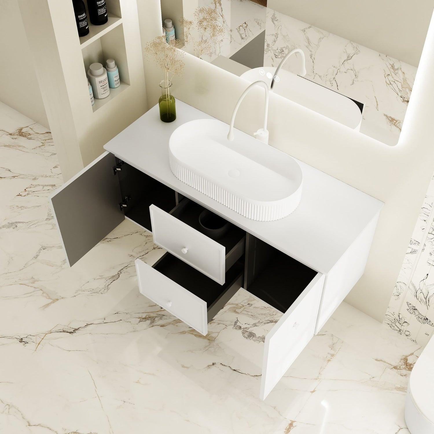 Seattle Wall Hung Vanity Cabinet Matte White 