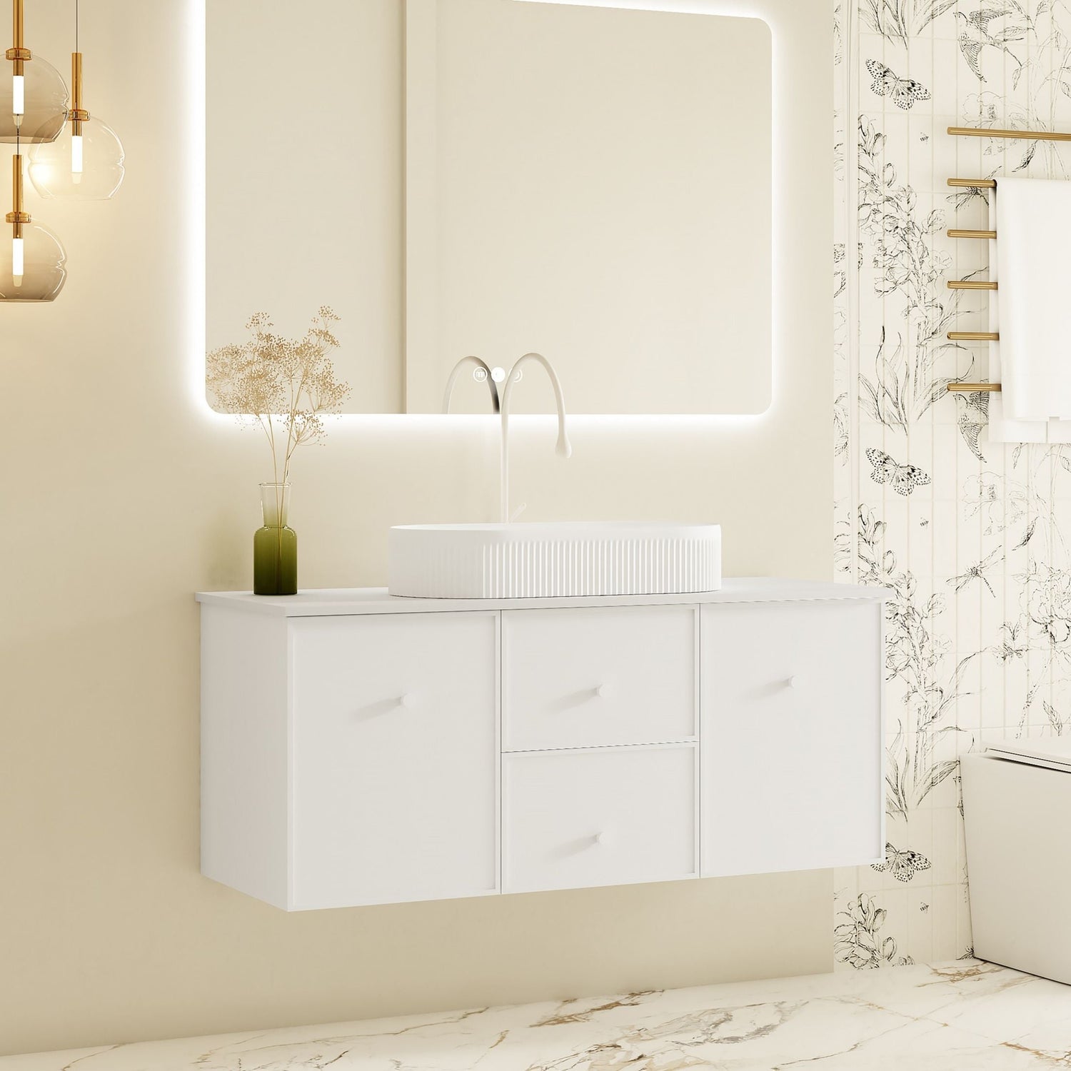 Seattle Wall Hung Vanity Cabinet Matte White 