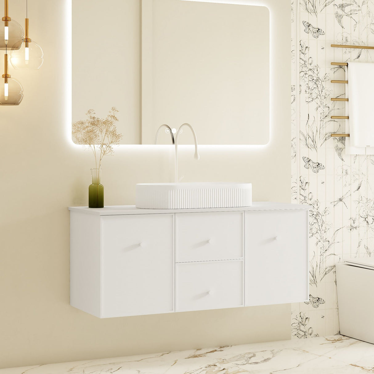 Seattle Wall Hung Vanity Cabinet Matte White 