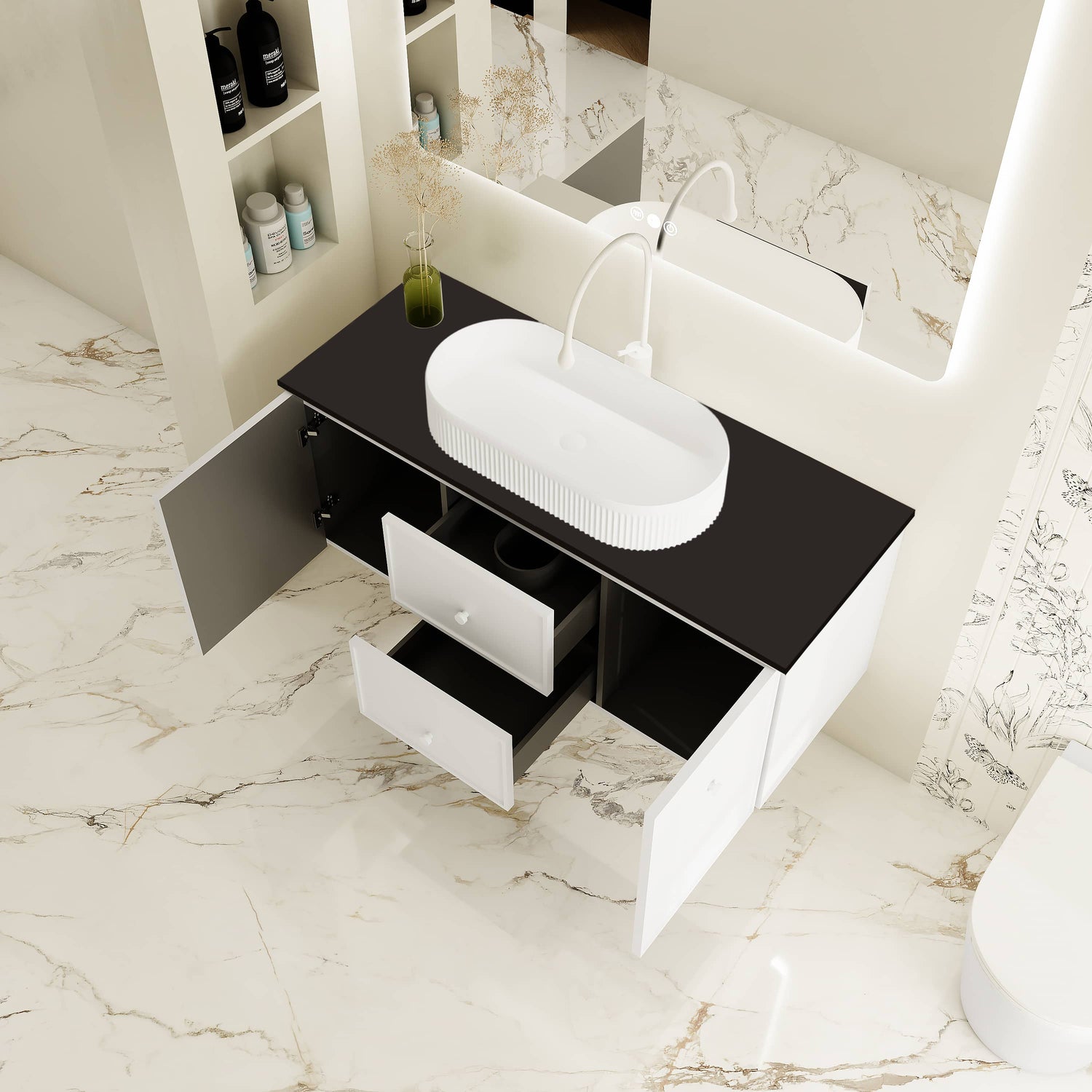 Seattle Wall Hung Vanity Cabinet Matte White 