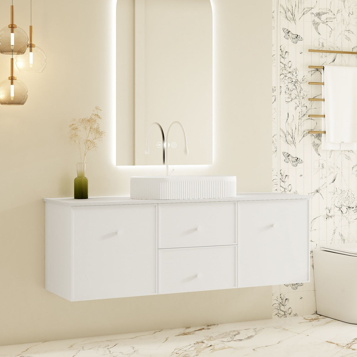 Seattle Wall Hung Vanity Cabinet Matte White 