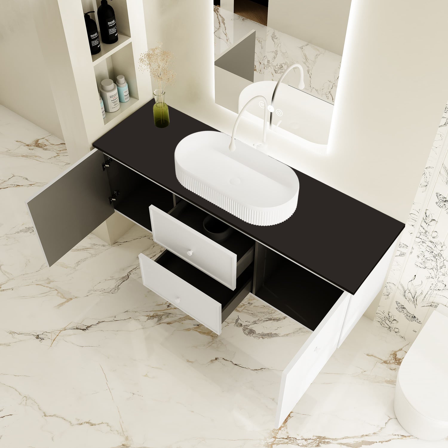 Seattle Wall Hung Vanity Cabinet Matte White 