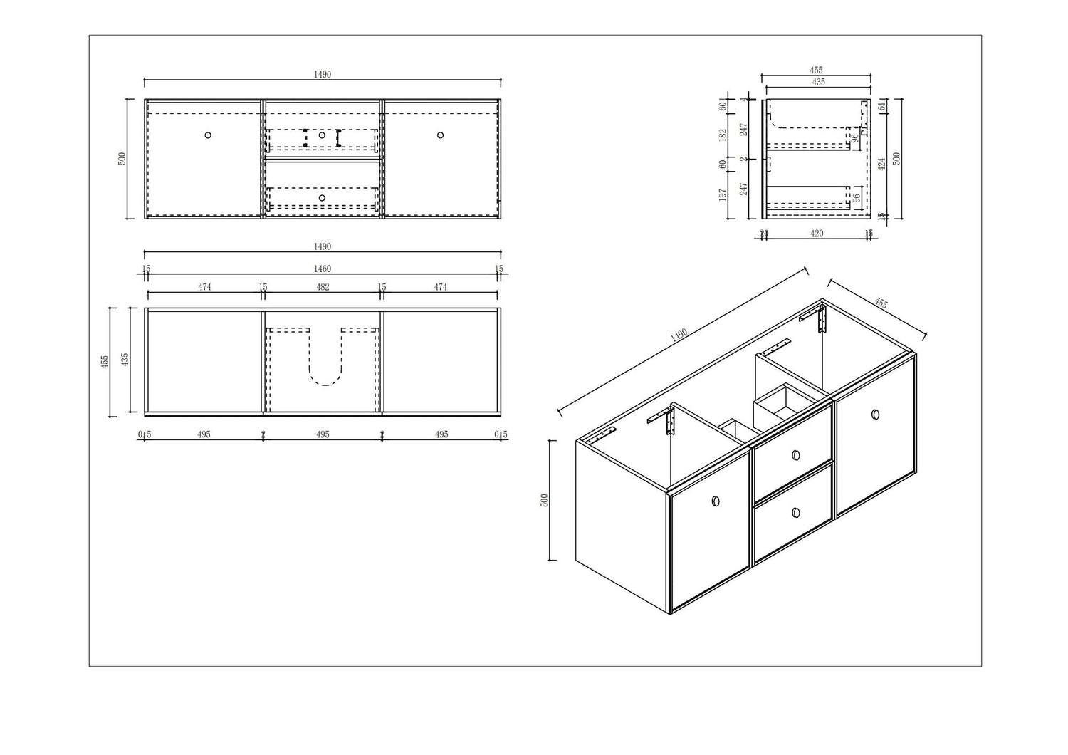 Seattle Wall Hung Vanity Cabinet Matte White 