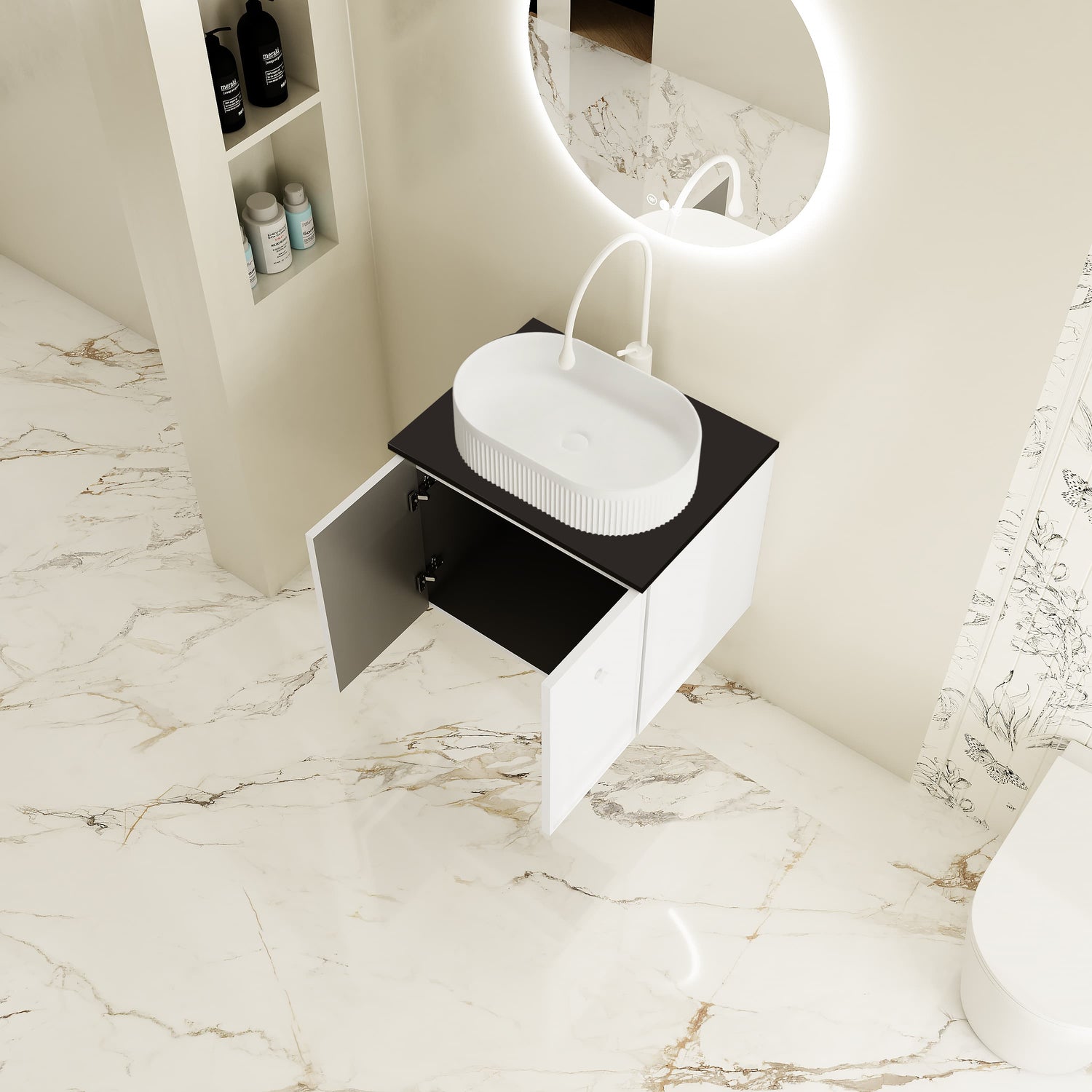 Seattle Wall Hung Vanity Cabinet Matte White 