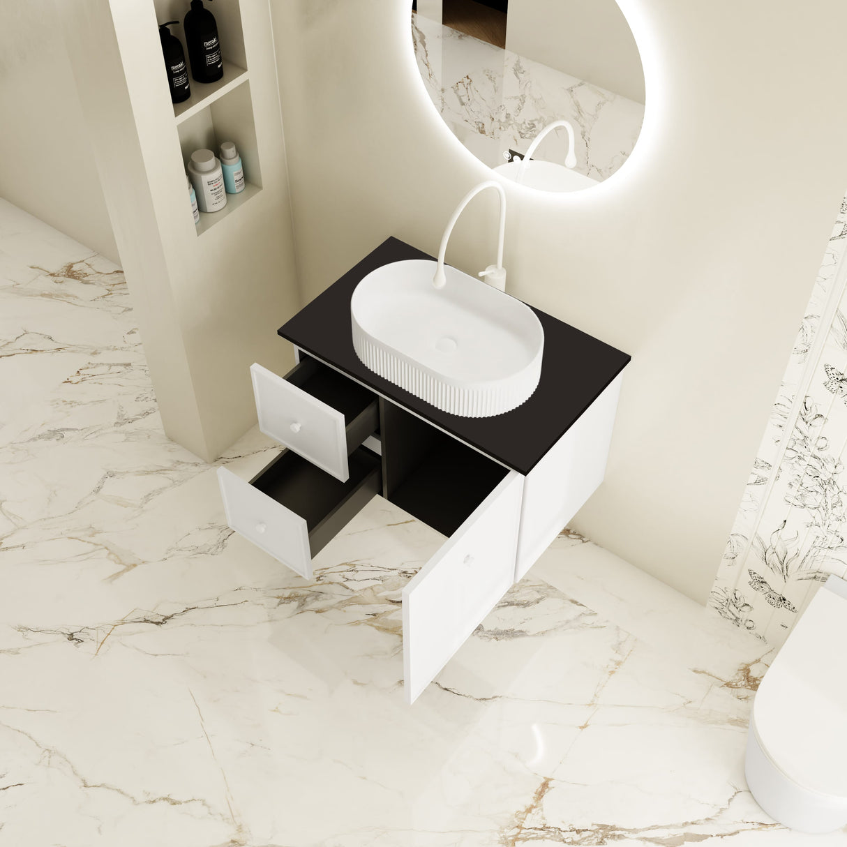 Seattle Wall Hung Vanity Cabinet Matte White 