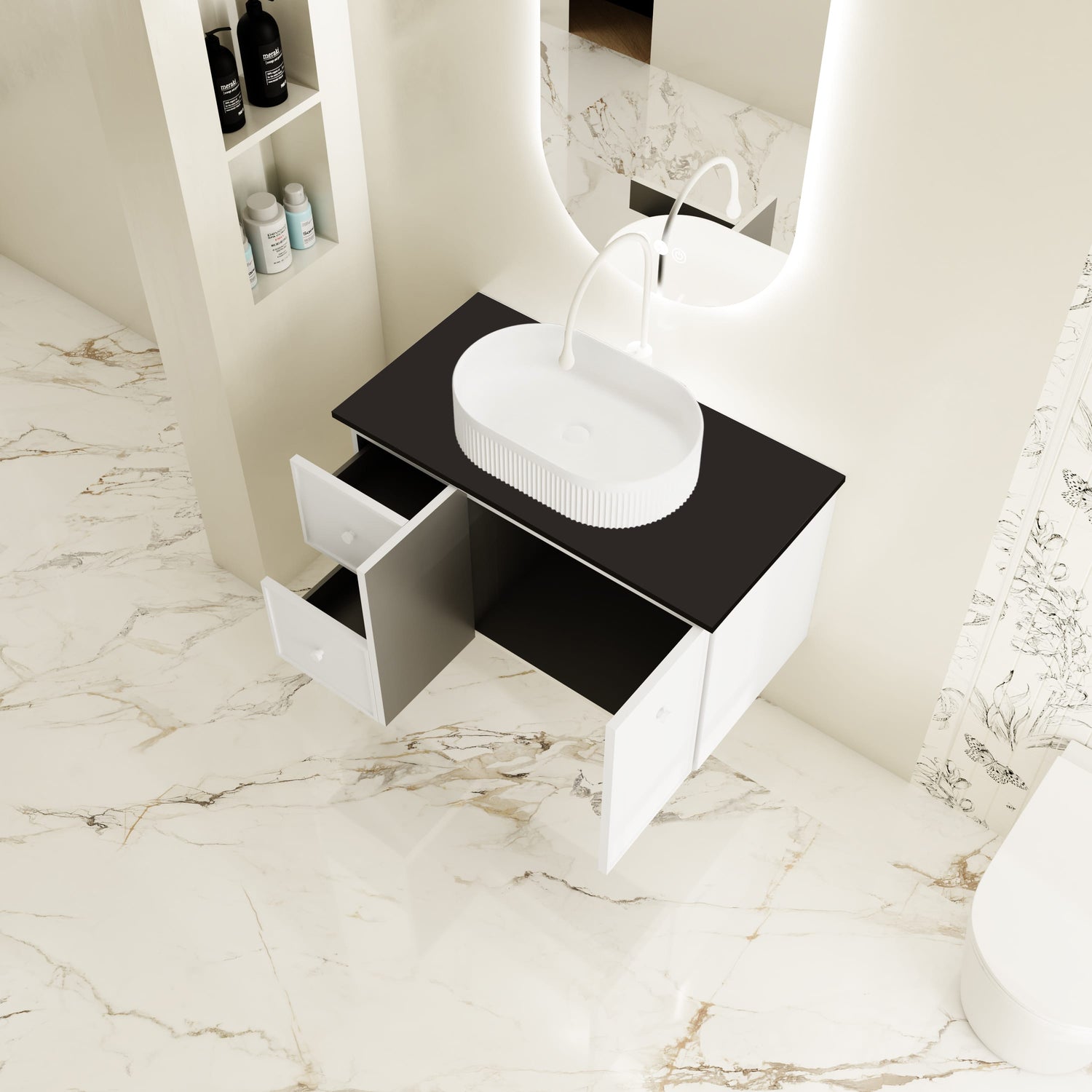 Seattle Wall Hung Vanity Cabinet Matte White 