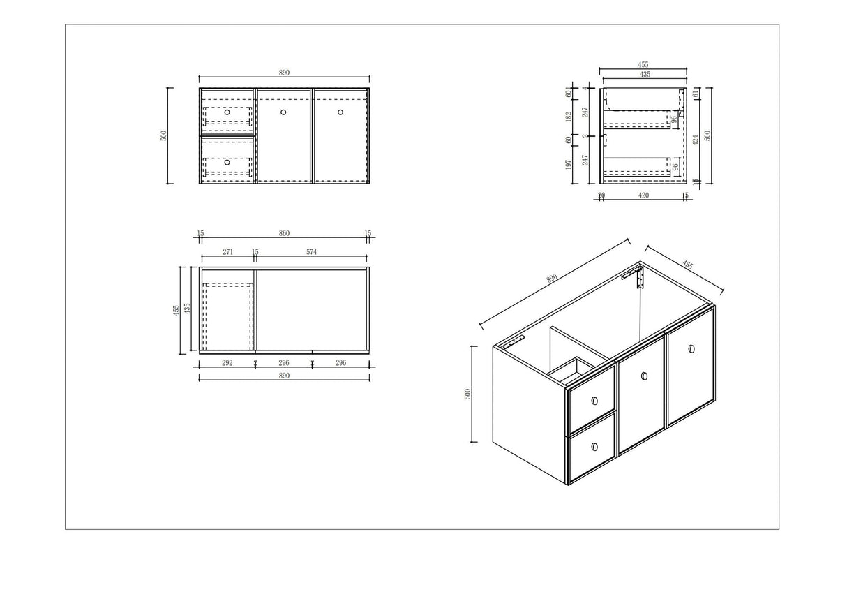 Seattle Wall Hung Vanity Cabinet Matte White 