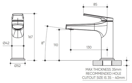 Sereia Basin Mixer Lead Free drawing