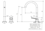 Sereia Hob Basin Mixer Set 175 Curved Spout Lead Free drawing