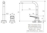 Sereia Hob Basin Mixer Set 175 Right Angle Spout Lead Free drawing
