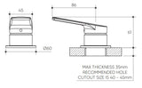 Sereia Hob Mixer Lead Free drawing