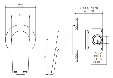 Sereia Shower/Wall Mixer Lead Free drawing