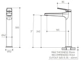 Sereia Tall Basin Mixer Lead Free drawing