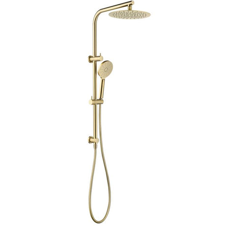 PAVIA Twin Shower On Rail Top Inlet Round (250mm) - Brushed Gold