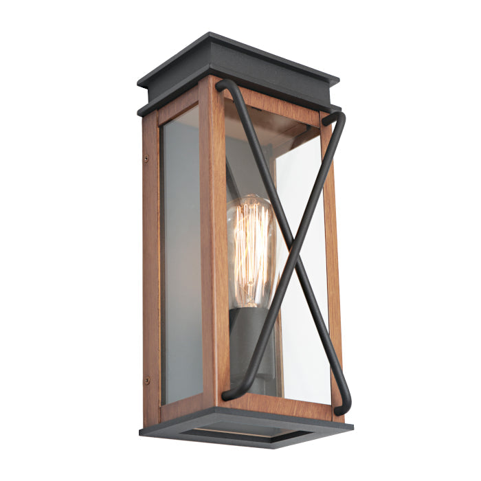 Sicily Exterior  Wall Light Black/Timber IP44