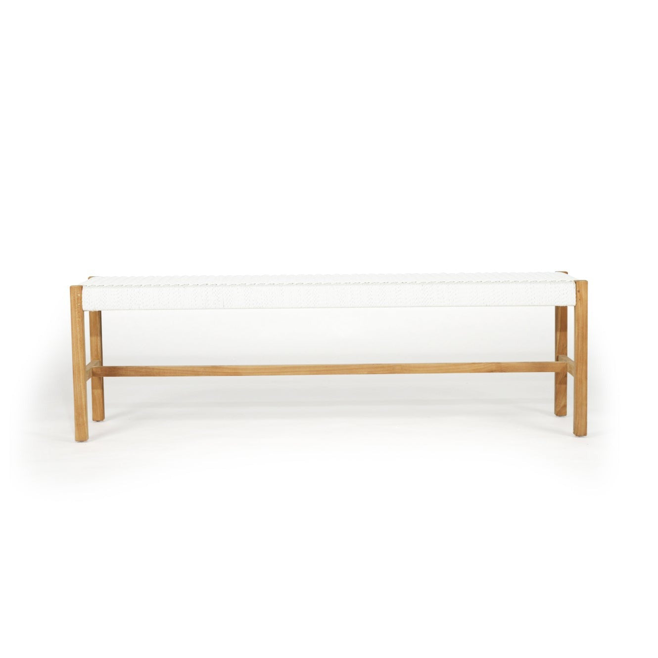 Sienna Woven Teak Bench Seat - White - Close Weave 1.52m
