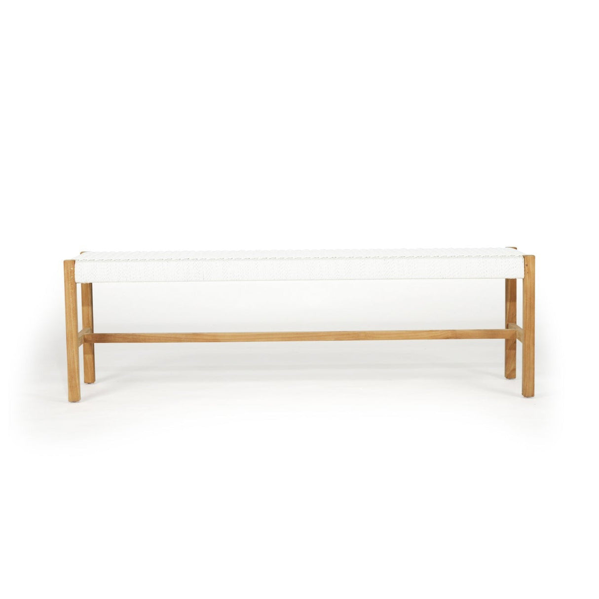 Sienna Woven Teak Bench Seat - White - Close Weave 1.52m