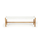 Sienna Woven Teak Bench Seat - White - Close Weave 1.52m 