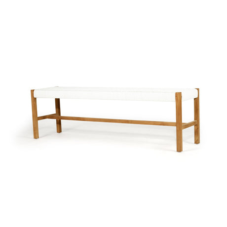 Sienna Woven Teak Bench Seat - White - Close Weave 1.52m