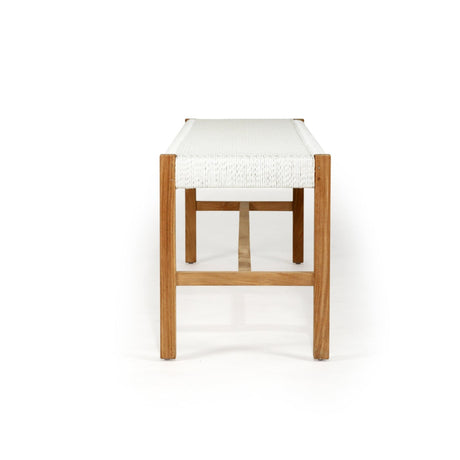 Sienna Woven Teak Bench Seat - White - Close Weave 1.52m